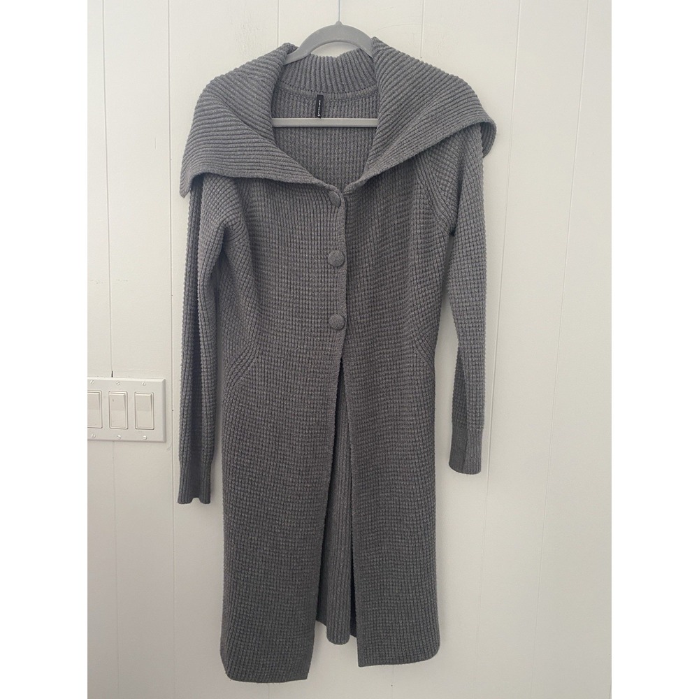 Salepepe Italy Chunky Waffle Knit Longline Sweater Cardigan Grey